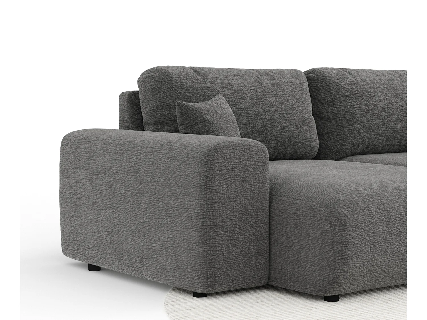 Canapé d'angle panoramique en tissu chenille Zanzibar - 6 places - gris