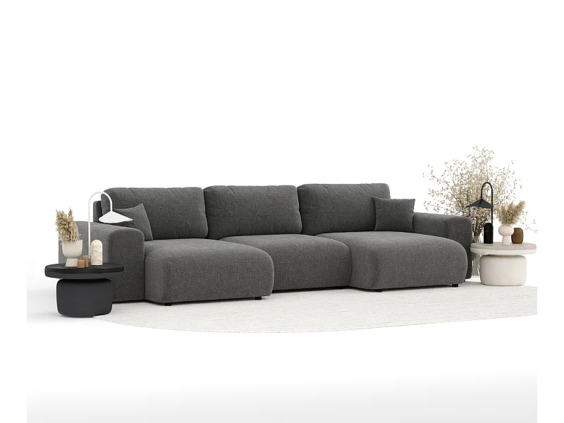 Panorama-Sofa aus Chenille-Stoff Zanzibar - Sechs-Personen - grau