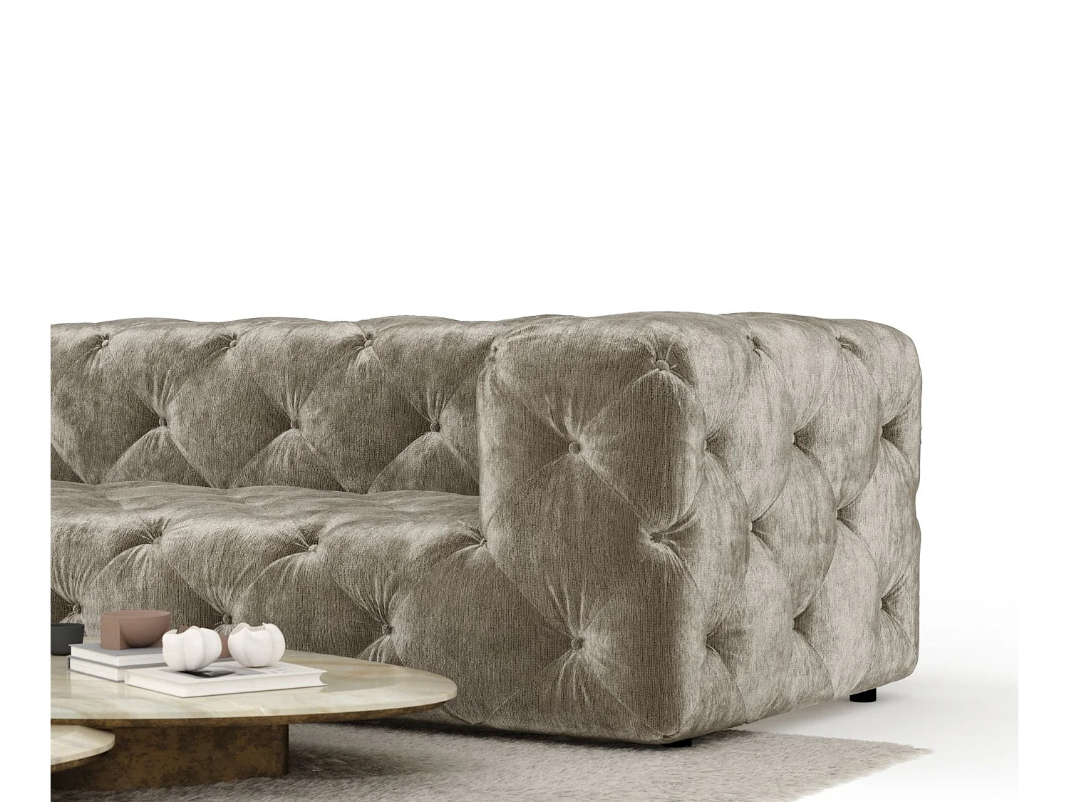 Canapé d'angle Cosimo - chenille - 5 places - beige