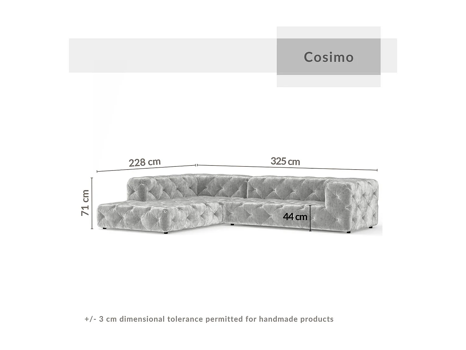 Canapé d'angle Cosimo - chenille - 5 places - beige