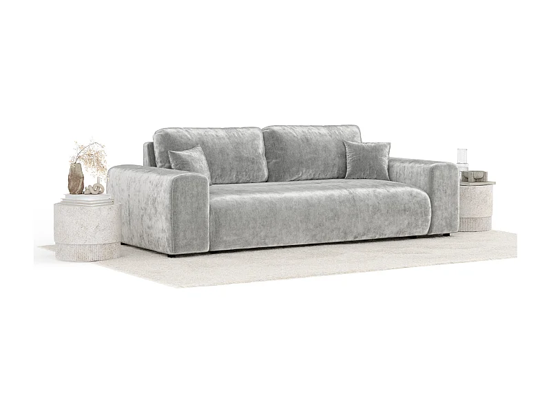 Canapé en tissu chenille Zanzibar - 3 places - gris clair