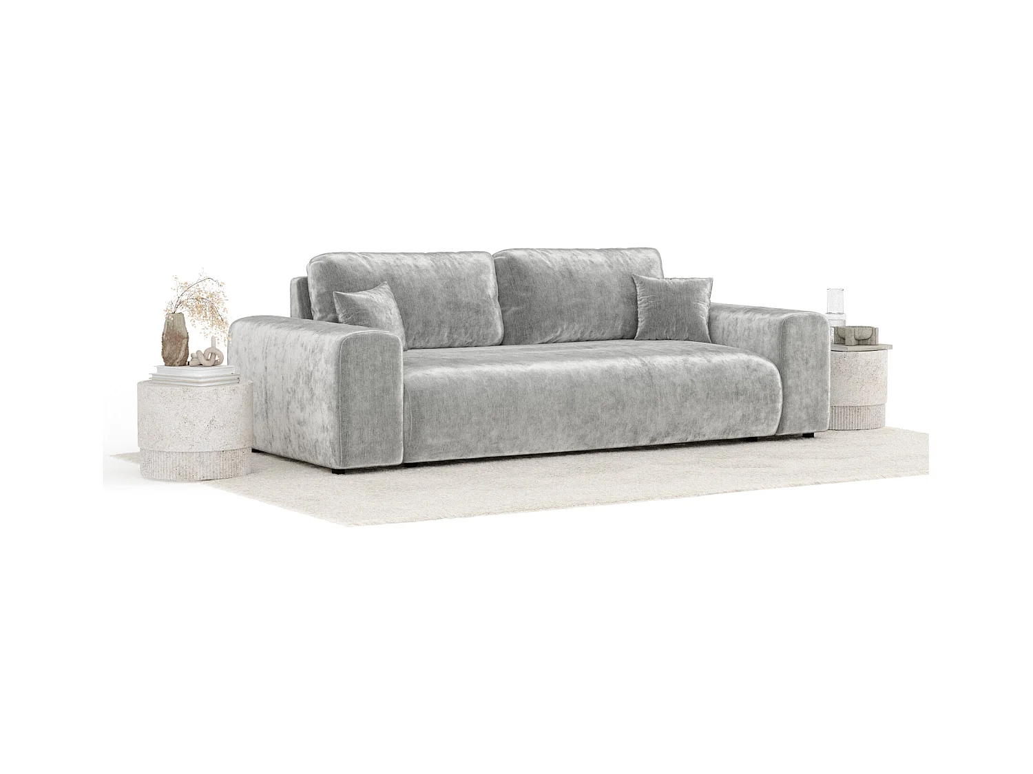 Sofa aus Chenille-Stoff Zanzibar - Drei-Personen - hellgrau