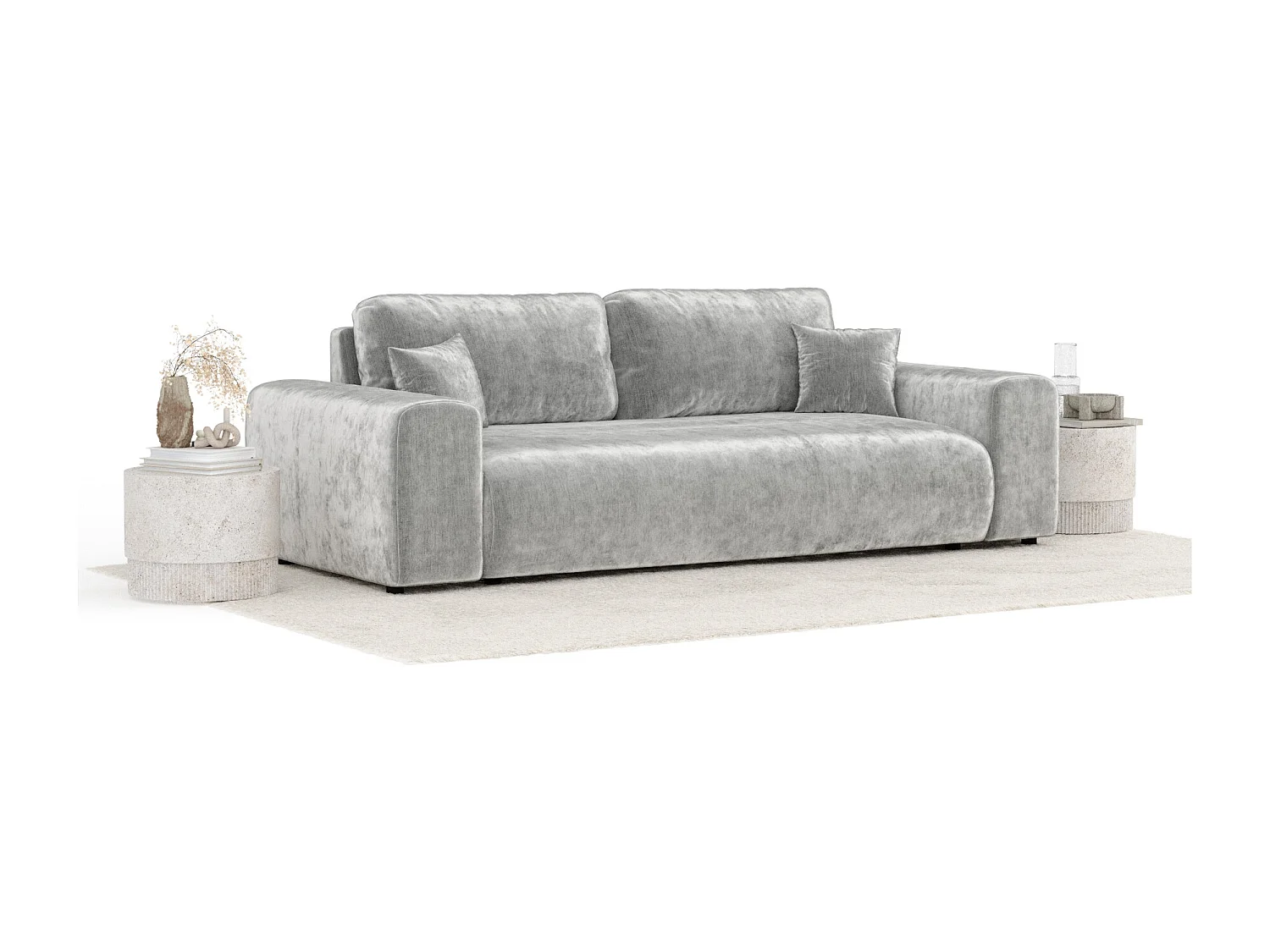 Canapé en tissu chenille Zanzibar - 3 places - gris clair