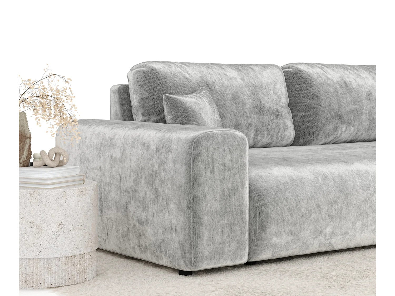 Canapé en tissu chenille Zanzibar - 3 places - gris clair