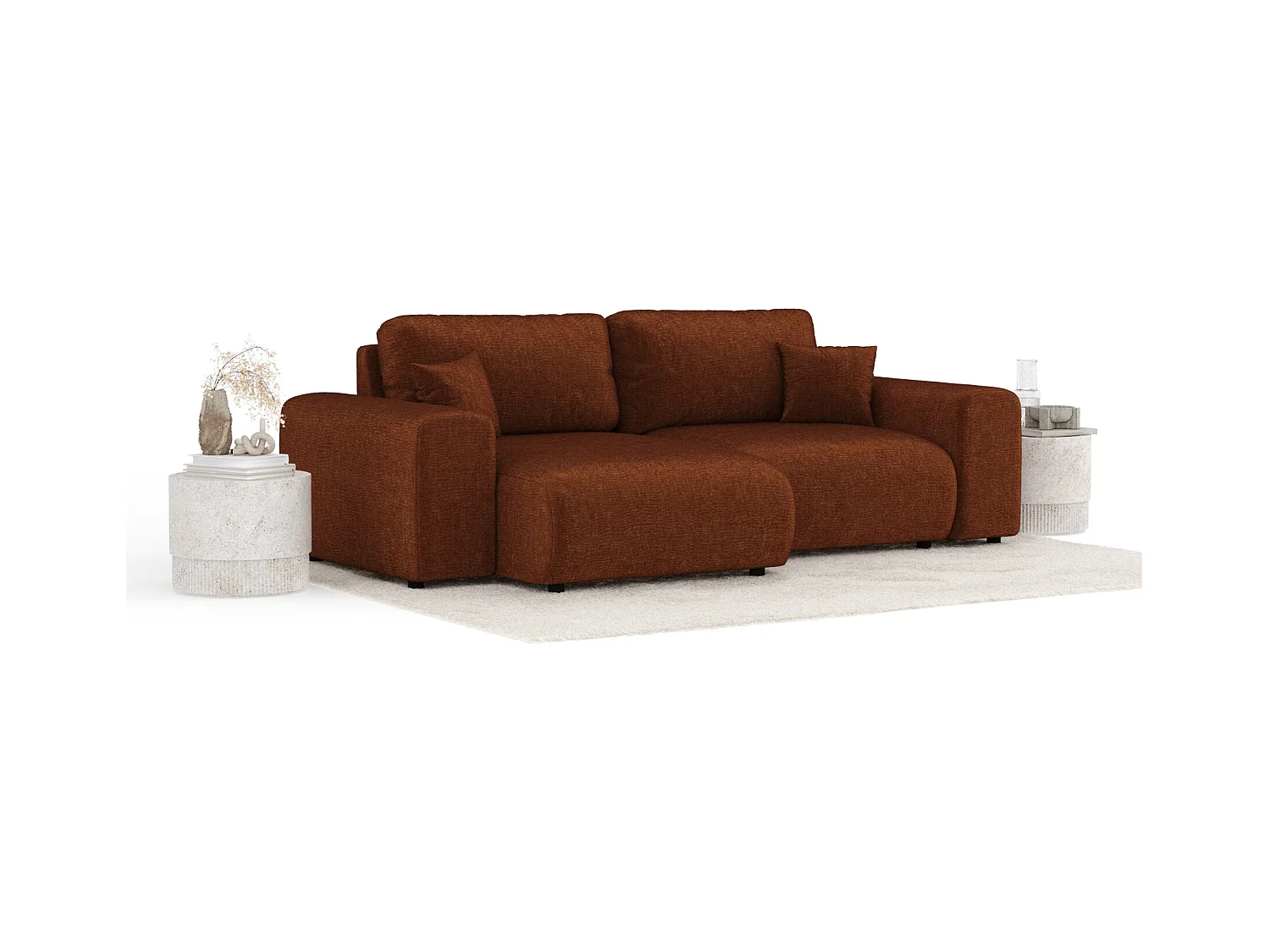 Ecksofa im Chenille-Stoff Zanzibar - Vier-Personen - kupferfarbe