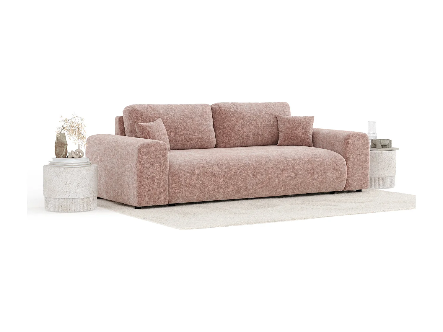 Canapé en tissu chenille Zanzibar - 3 places - rose