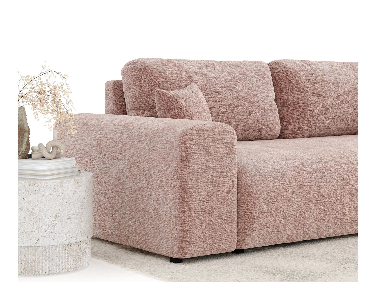 Canapé en tissu chenille Zanzibar - 3 places - rose