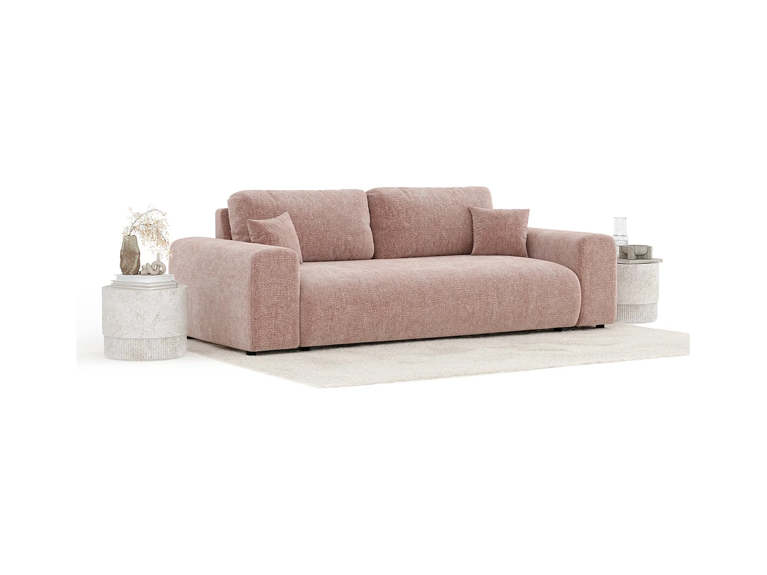 Sofa aus Chenille-Stoff Zanzibar - Drei-Personen - rosa
