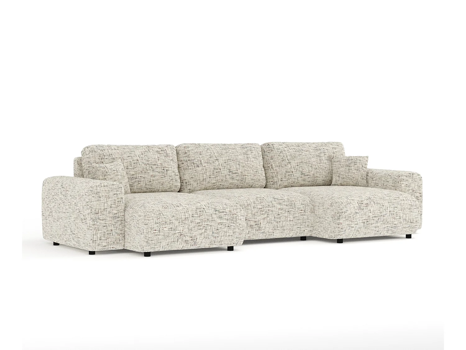Canapé d'angle panoramique en toile tissée Zanzibar - 6 places - beige mélangé