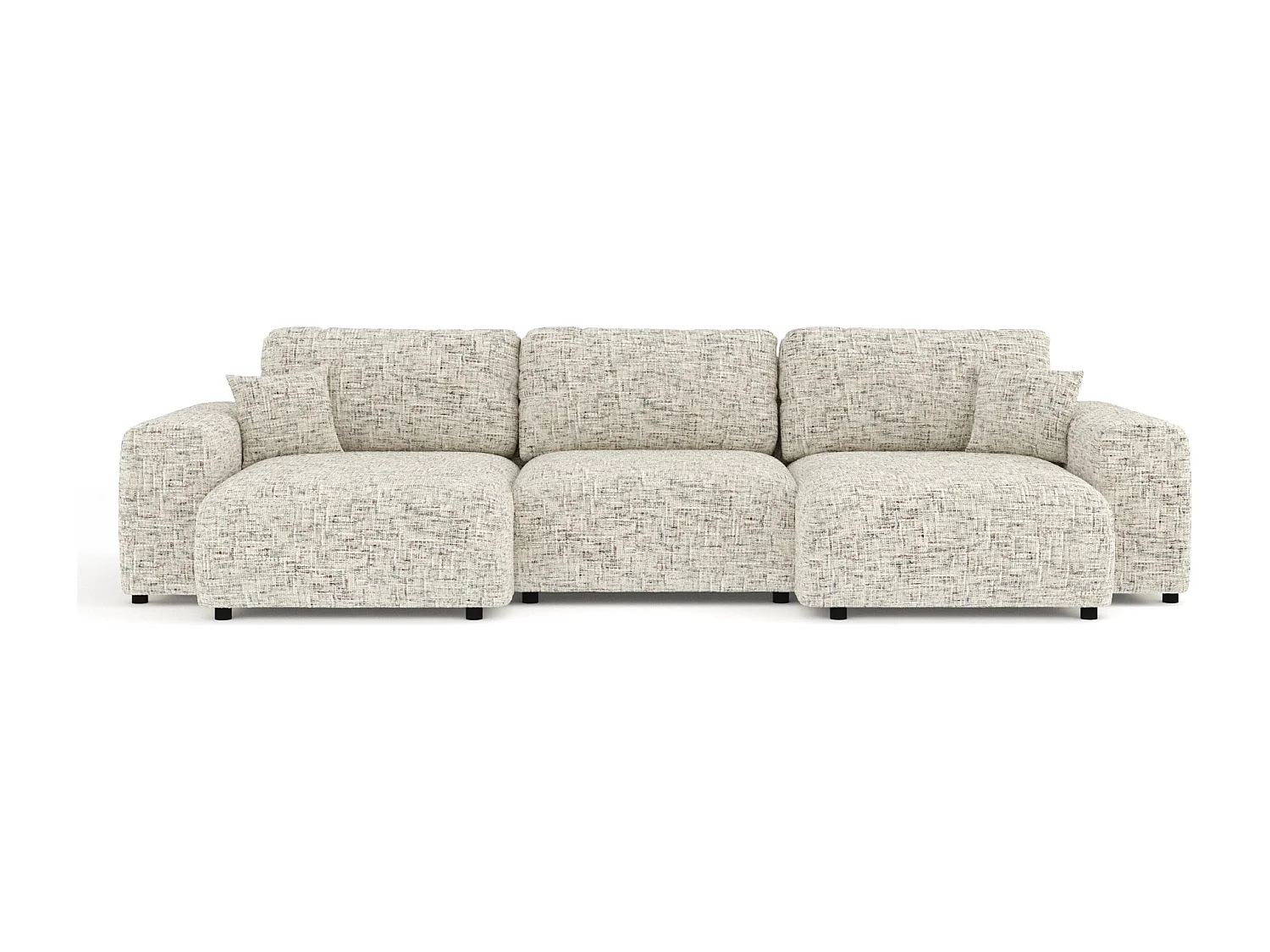 Canapé d'angle panoramique en toile tissée Zanzibar - 6 places - beige mélangé