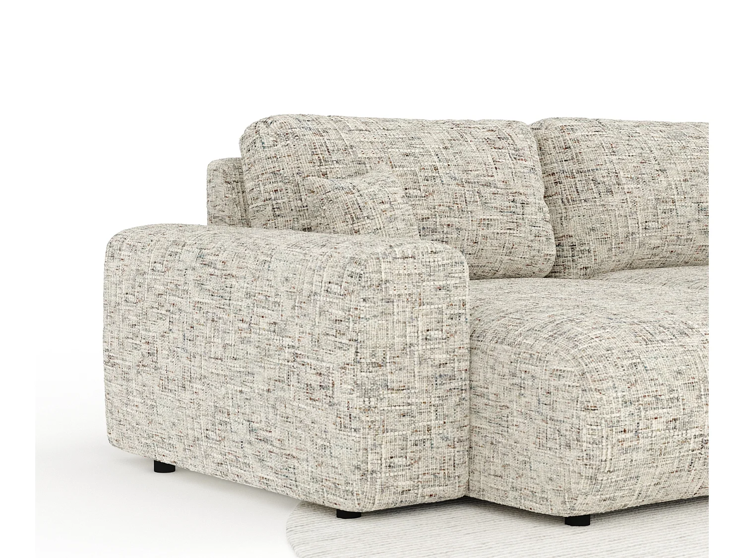 Canapé d'angle panoramique en toile tissée Zanzibar - 6 places - beige mélangé