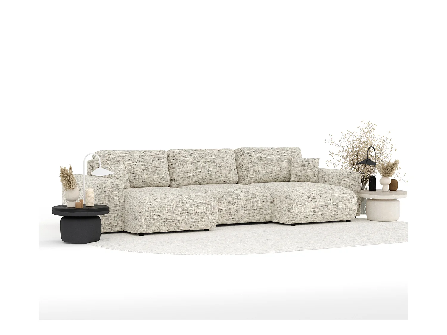 Panorama-Sofa aus Webstoff Zanzibar - Sechs-Personen - beige mélangé