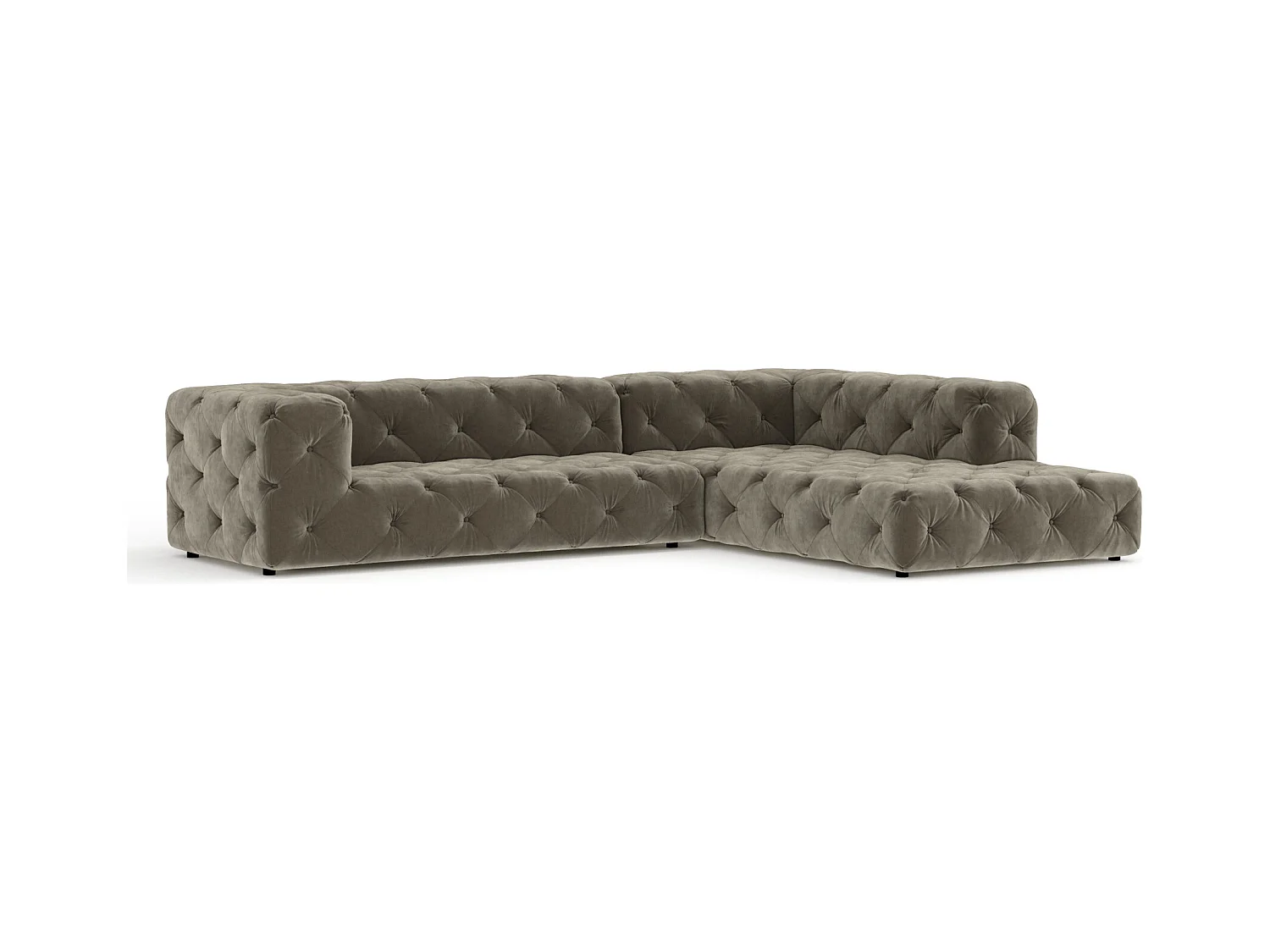 Ecksofa Cosimo - Samtstoff - Fünf-Personen - taupe