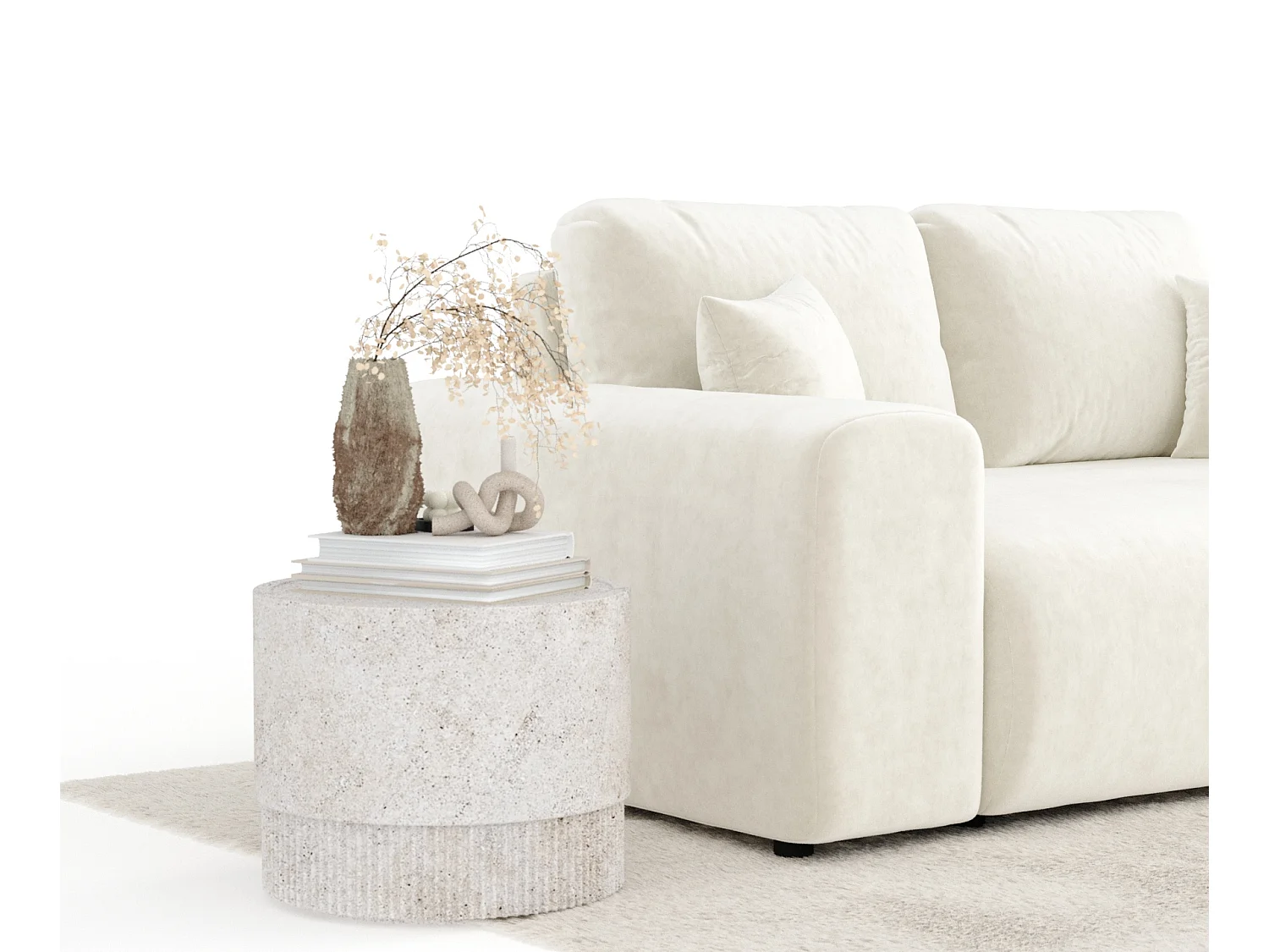 Canapé en tissu velours Zanzibar - 2 places - creme