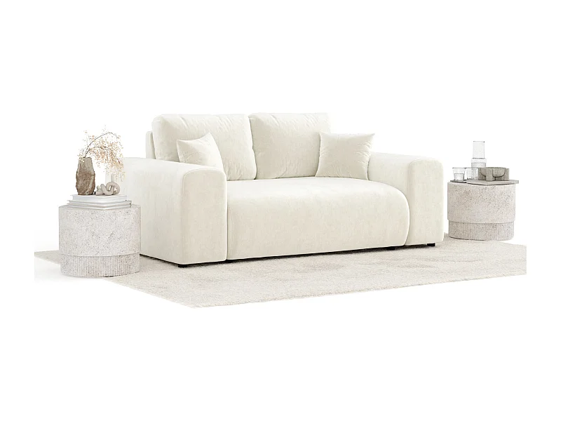 Sofa w tkaninie welwetowej Zanzibar - dwuosobowa - kremowy