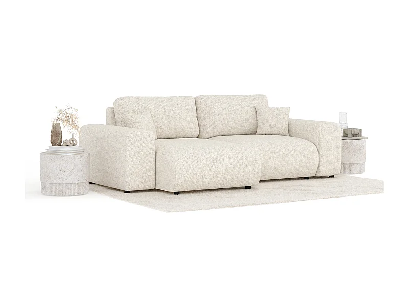 Ecksofa im Boucle-Stoff Zanzibar - Vier-Personen - hellbeige