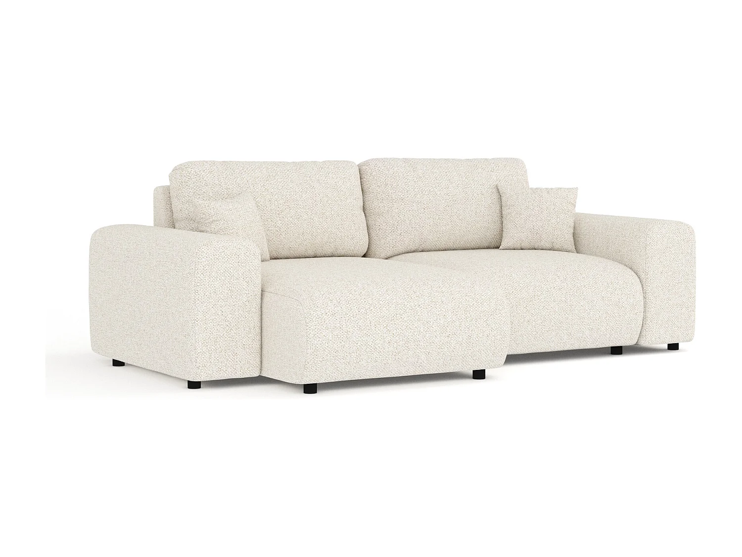 Canapé d'angle en tissu bouclette Zanzibar - 4 places - beige clair