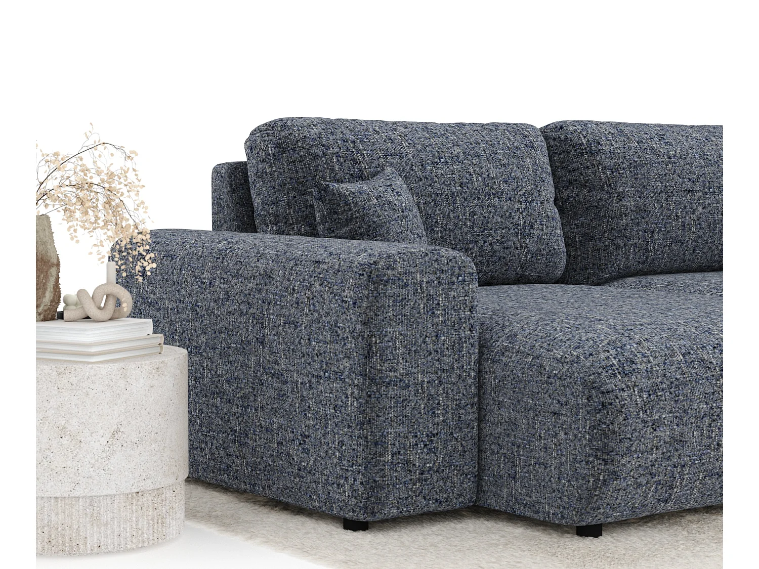 Canapé d'angle en toile tissée Zanzibar - 4 places - bleu marine