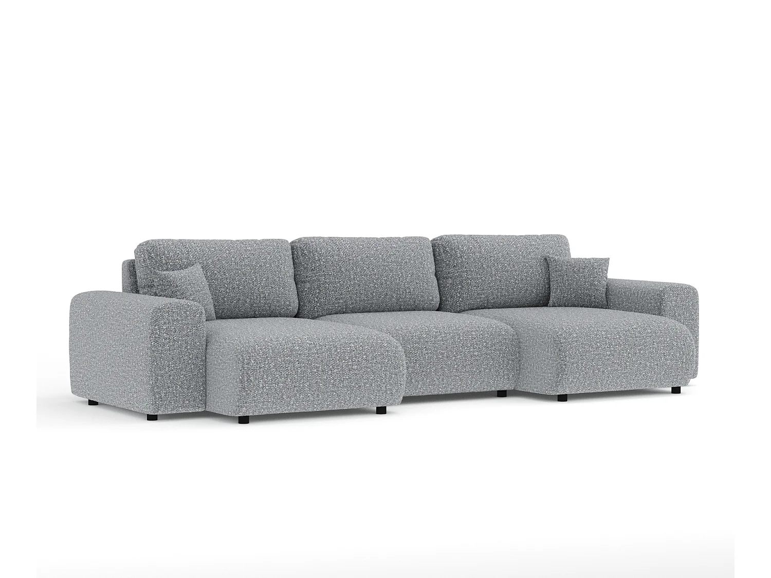 Canapé d'angle panoramique en tissu bouclette Zanzibar - 6 places - gris
