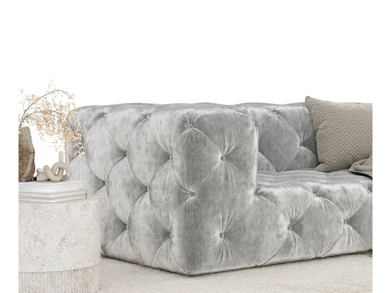 Canapé Cosimo - chenille - 2 places - gris clair