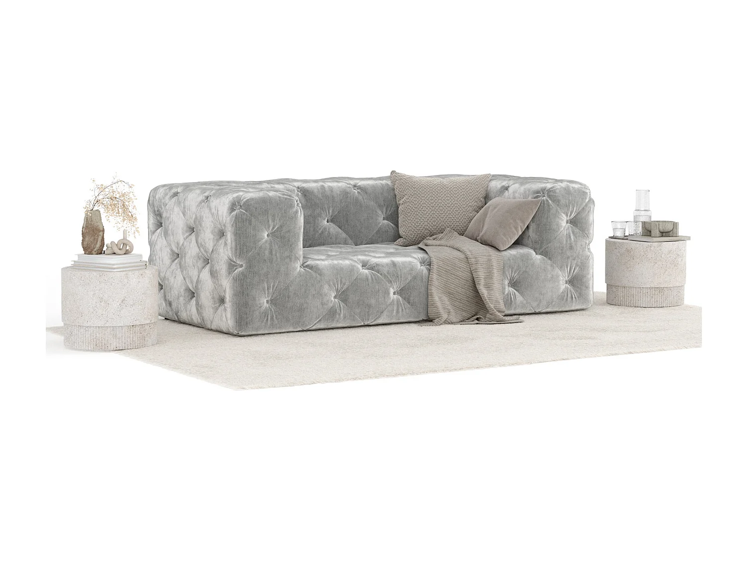 Canapé Cosimo - chenille - 2 places - gris clair