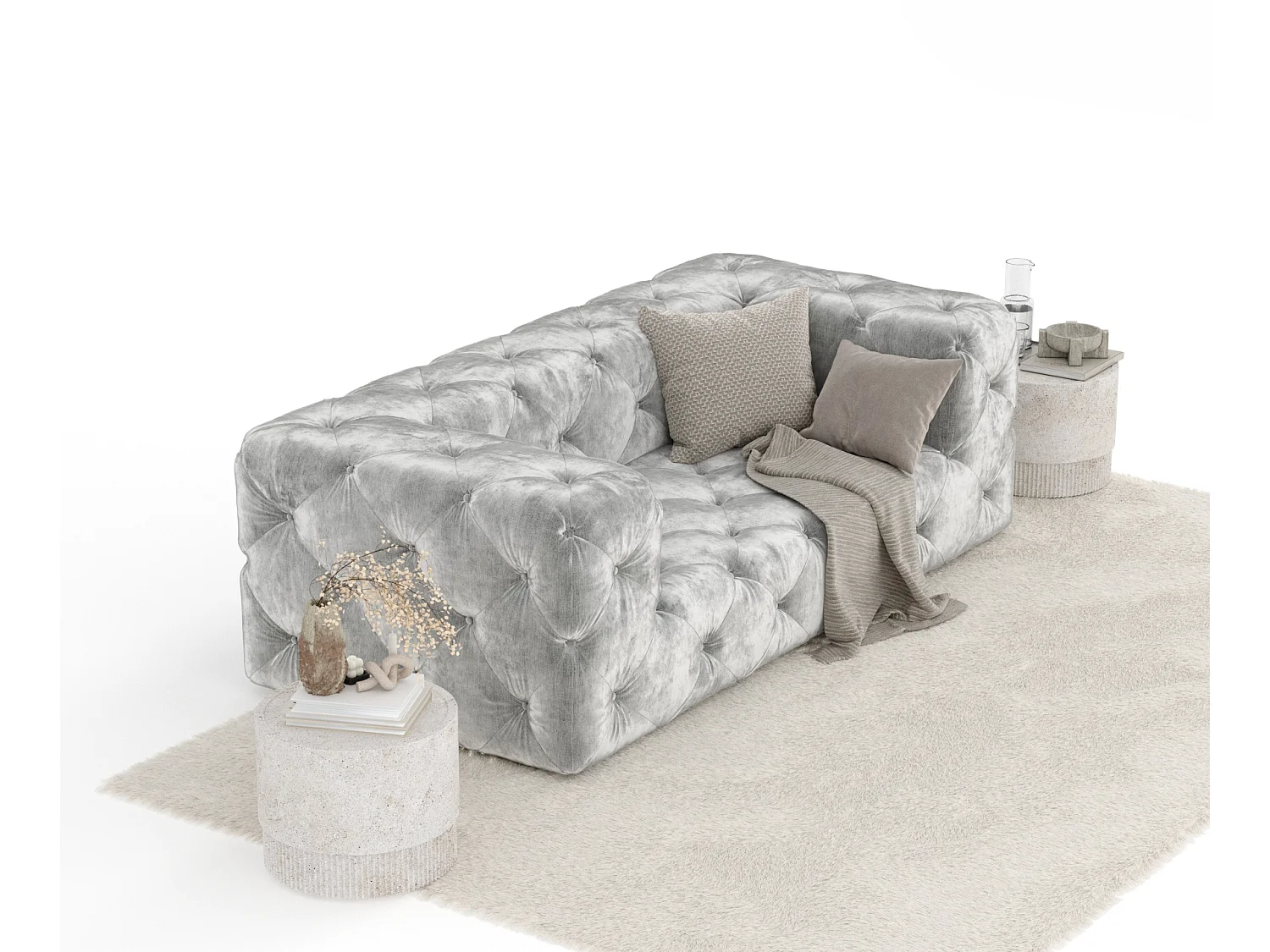 Canapé Cosimo - chenille - 2 places - gris clair