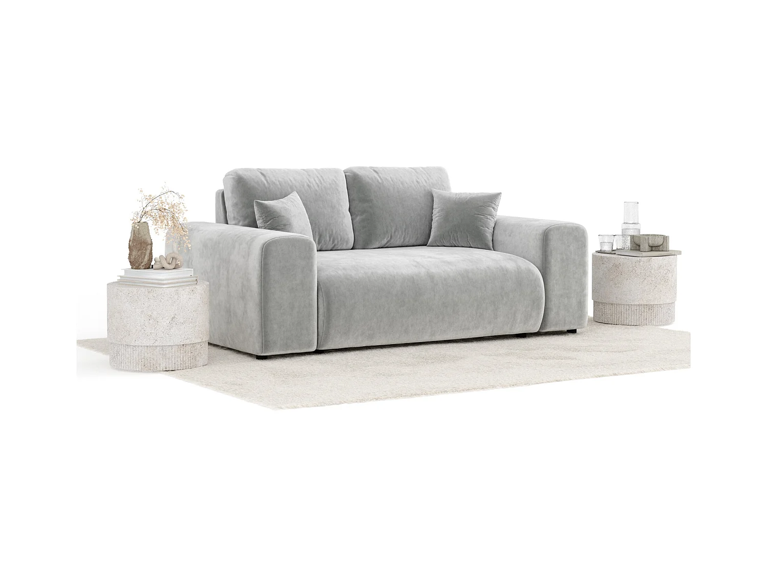 Sofa aus Samtstoff Zanzibar - Zwei-Personen - hellgrau