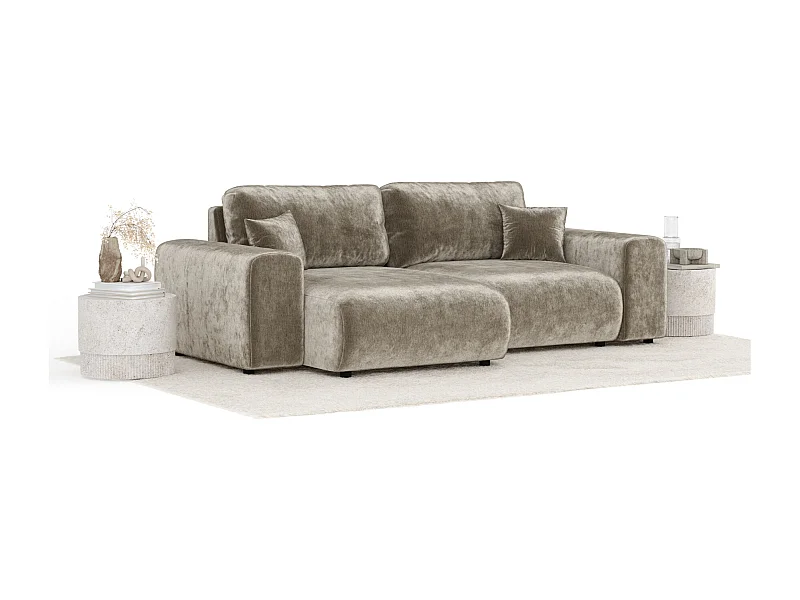 Ecksofa im Chenille-Stoff Zanzibar - Vier-Personen - beige