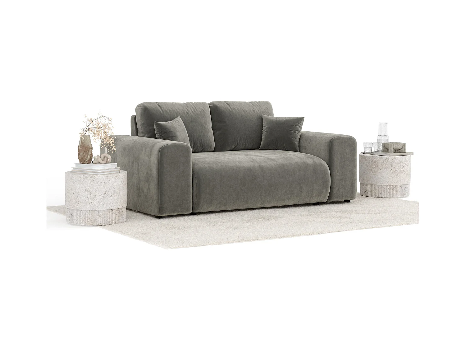 Sofa aus Samtstoff Zanzibar - Zwei-Personen - grau