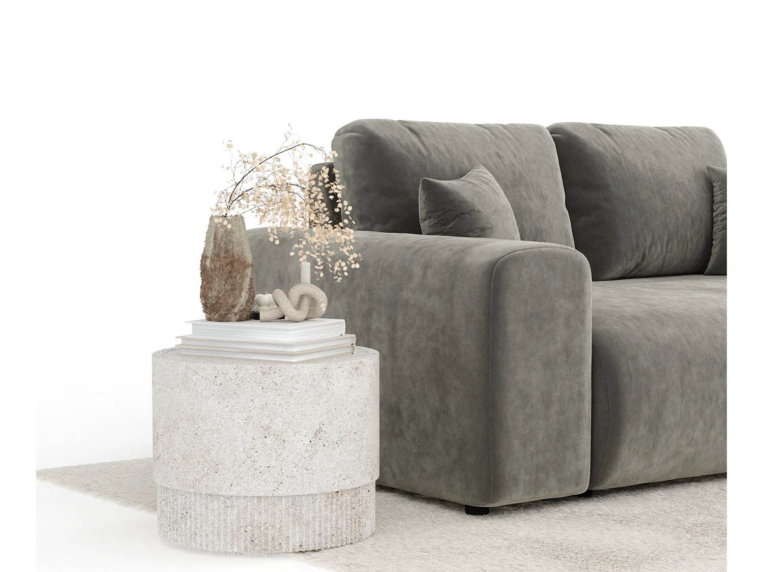 Canapé en tissu velours Zanzibar - 2 places - gris