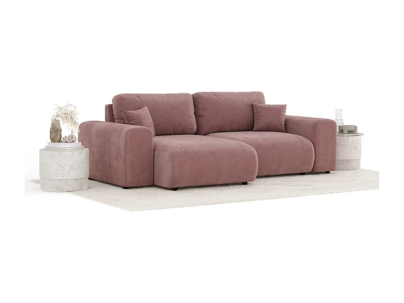 Canapé d'angle en tissu velours Zanzibar - 4 places - rose