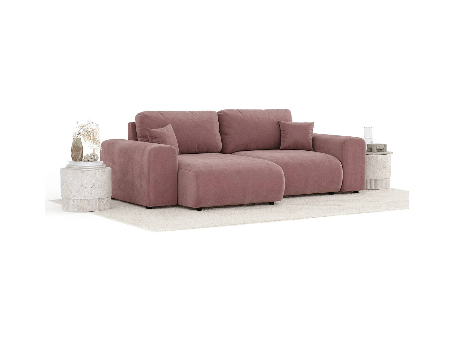 Ecksofa im Samtstoff Zanzibar - Vier-Personen - rosa