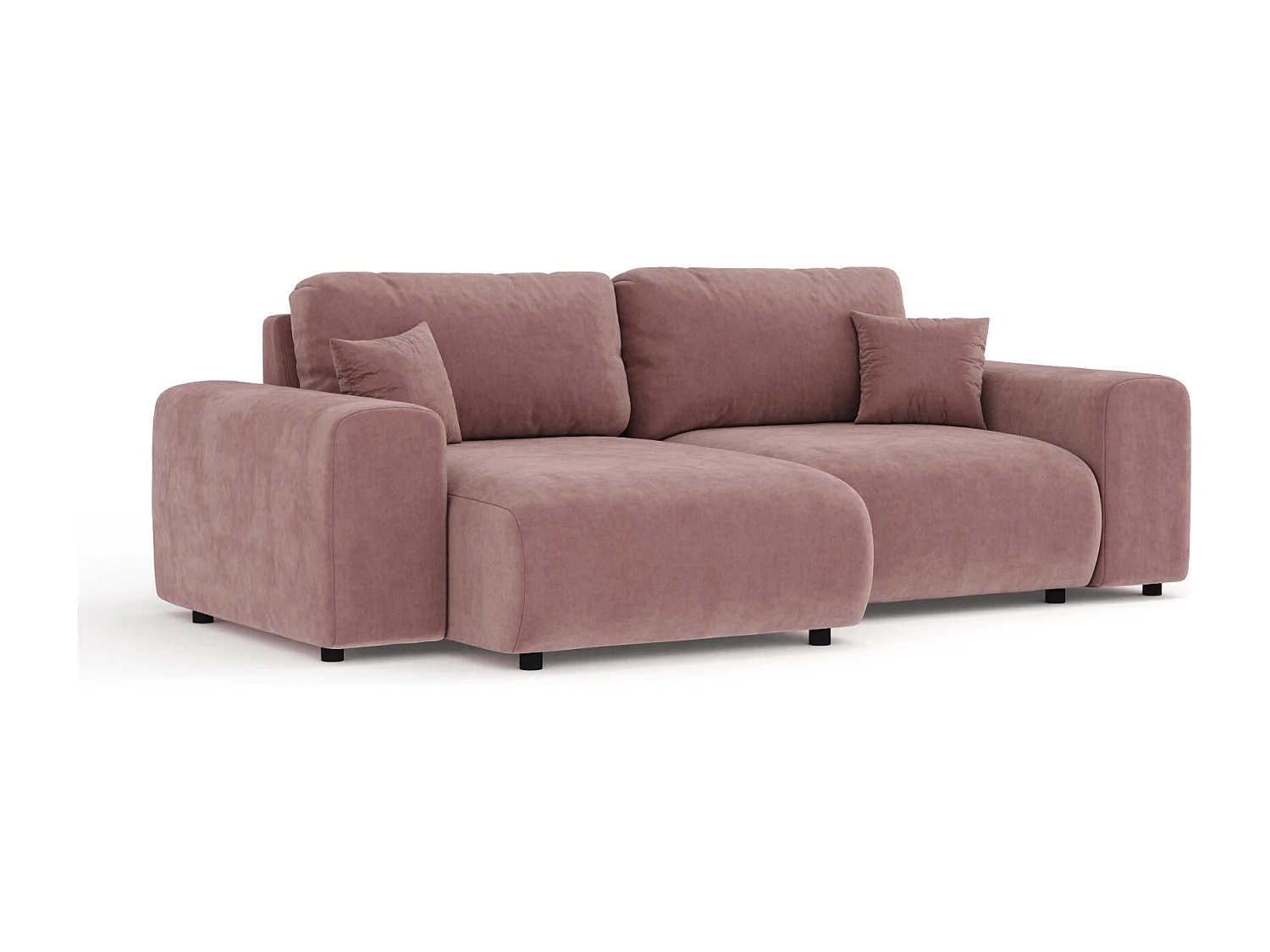 Canapé d'angle en tissu velours Zanzibar - 4 places - rose