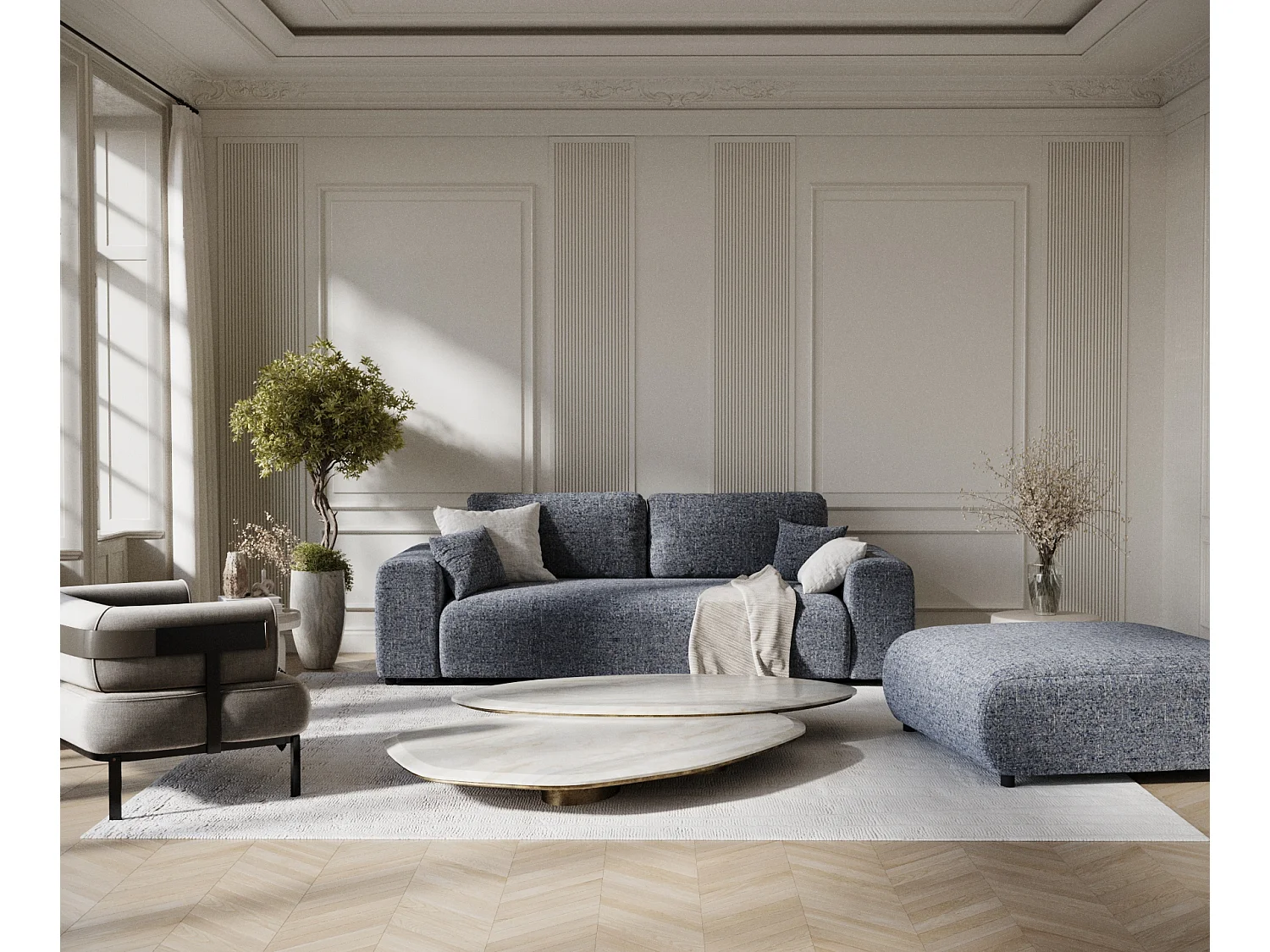 Canapé en toile tissée Zanzibar - 3 places - bleu marine