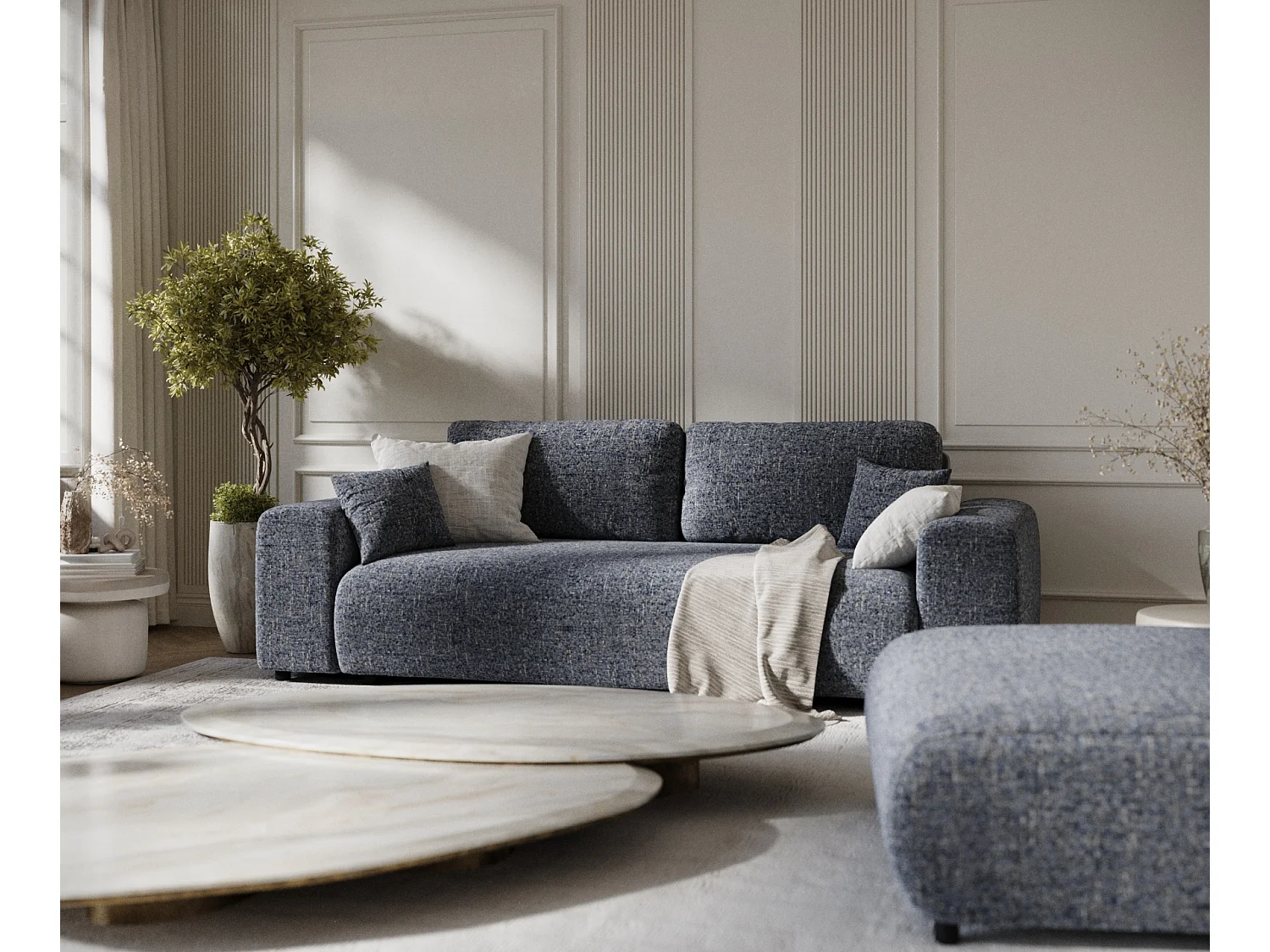 Canapé en toile tissée Zanzibar - 3 places - bleu marine