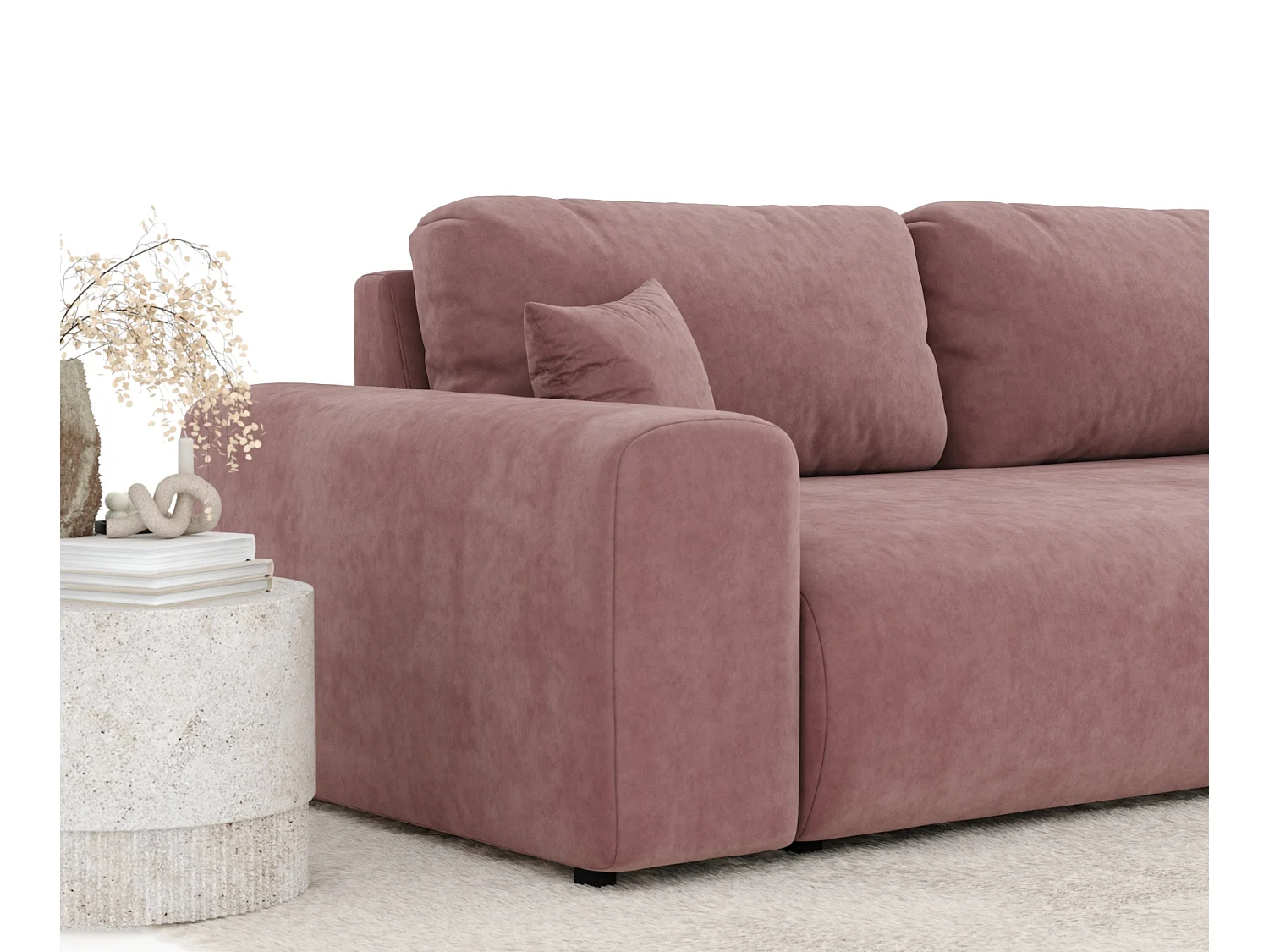 Canapé en tissu velours Zanzibar - 3 places - rose