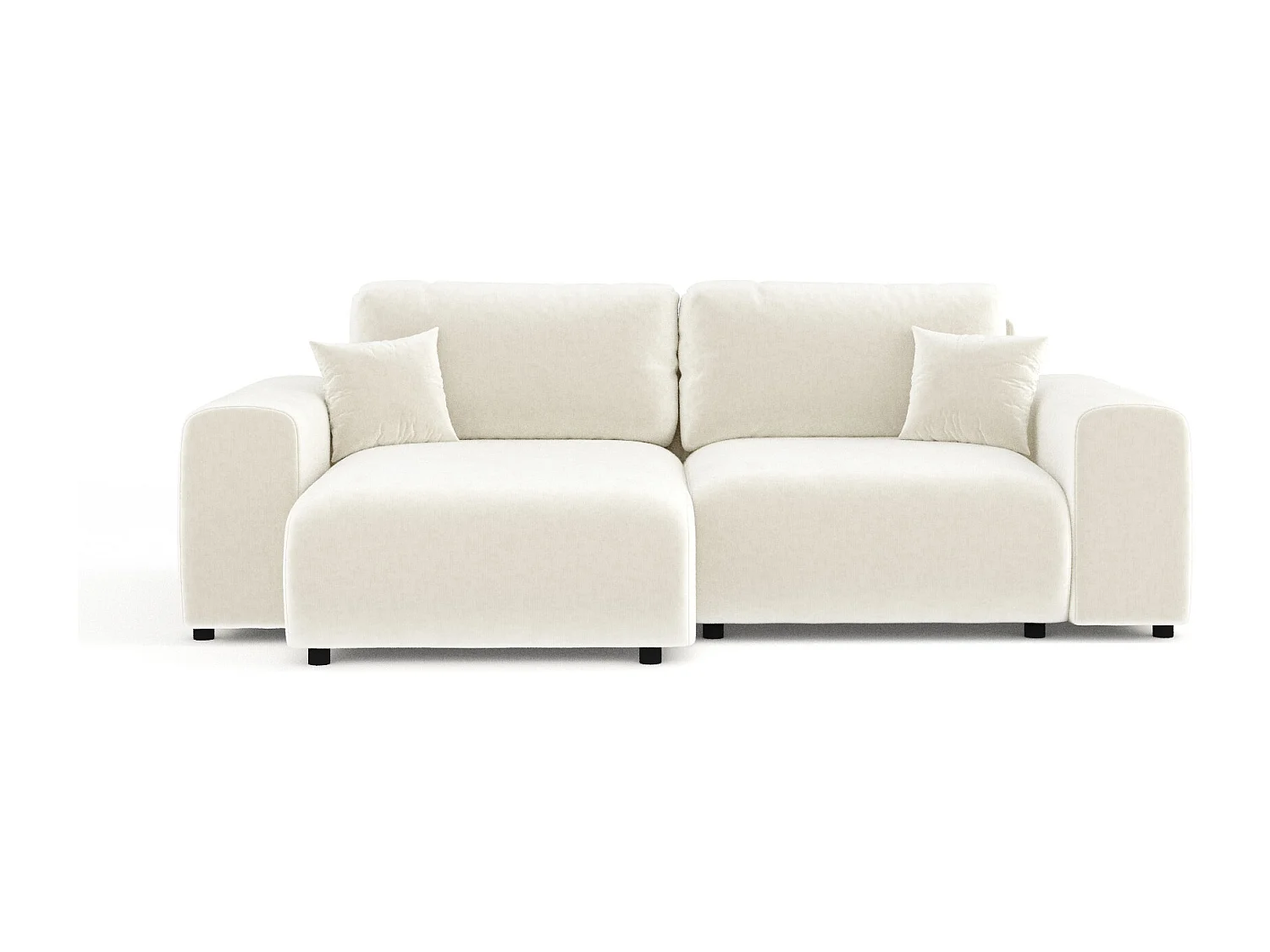 Canapé d'angle en tissu velours Zanzibar - 4 places - creme