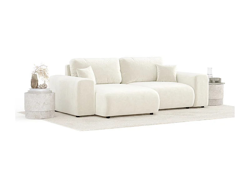 Ecksofa im Samtstoff Zanzibar - Vier-Personen - creme