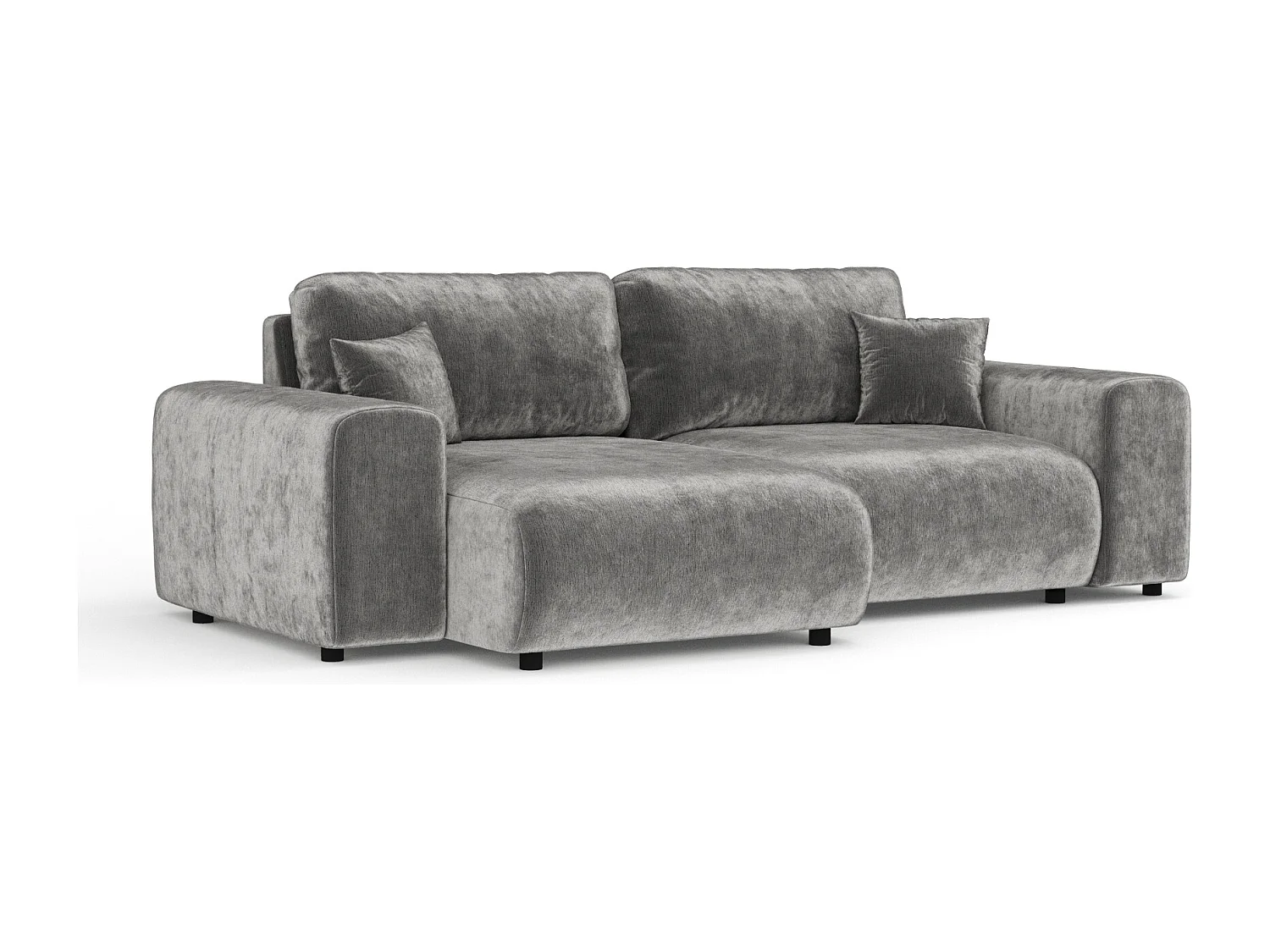 Canapé d'angle en tissu chenille Zanzibar - 4 places - gris