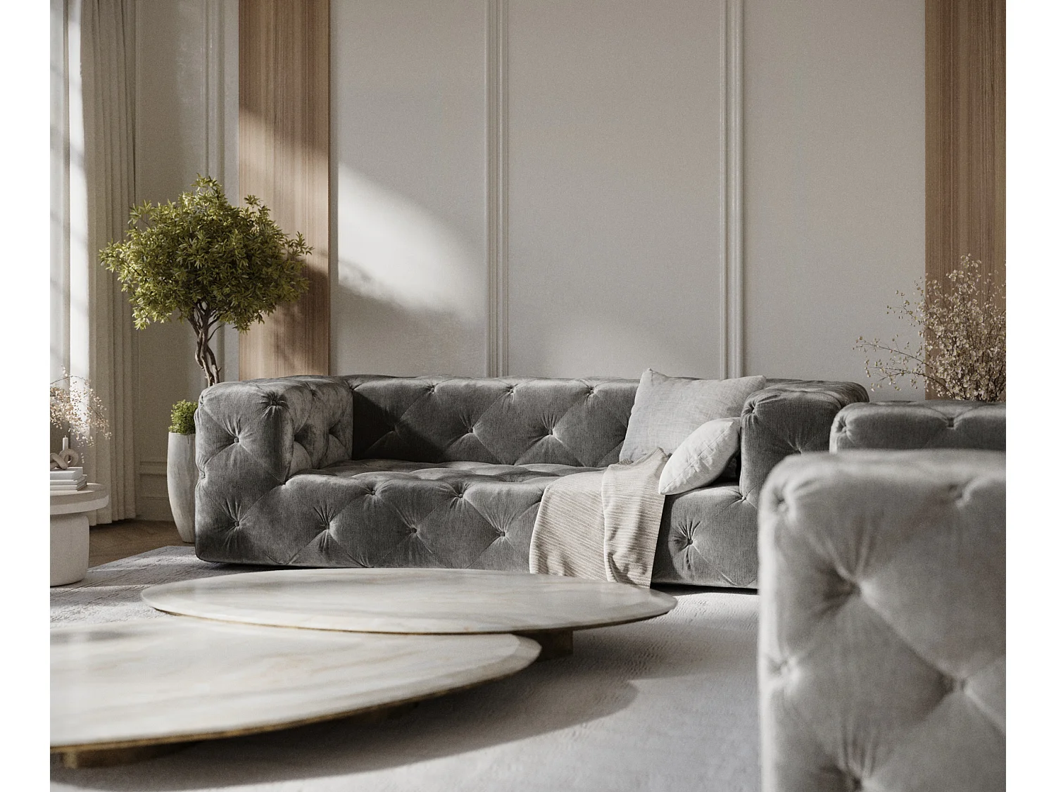 Canapé Cosimo - chenille - 3 places - gris