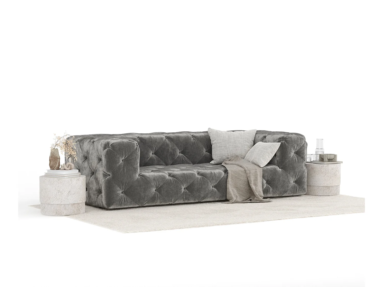 Canapé Cosimo - chenille - 3 places - gris