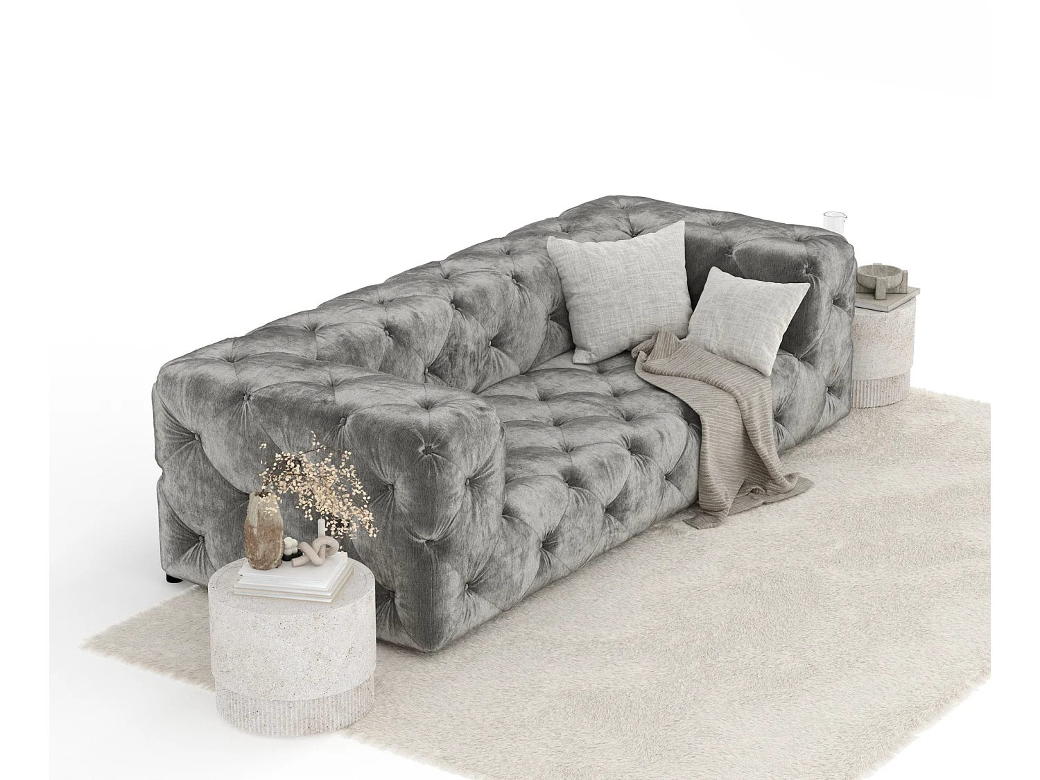 Canapé Cosimo - chenille - 3 places - gris