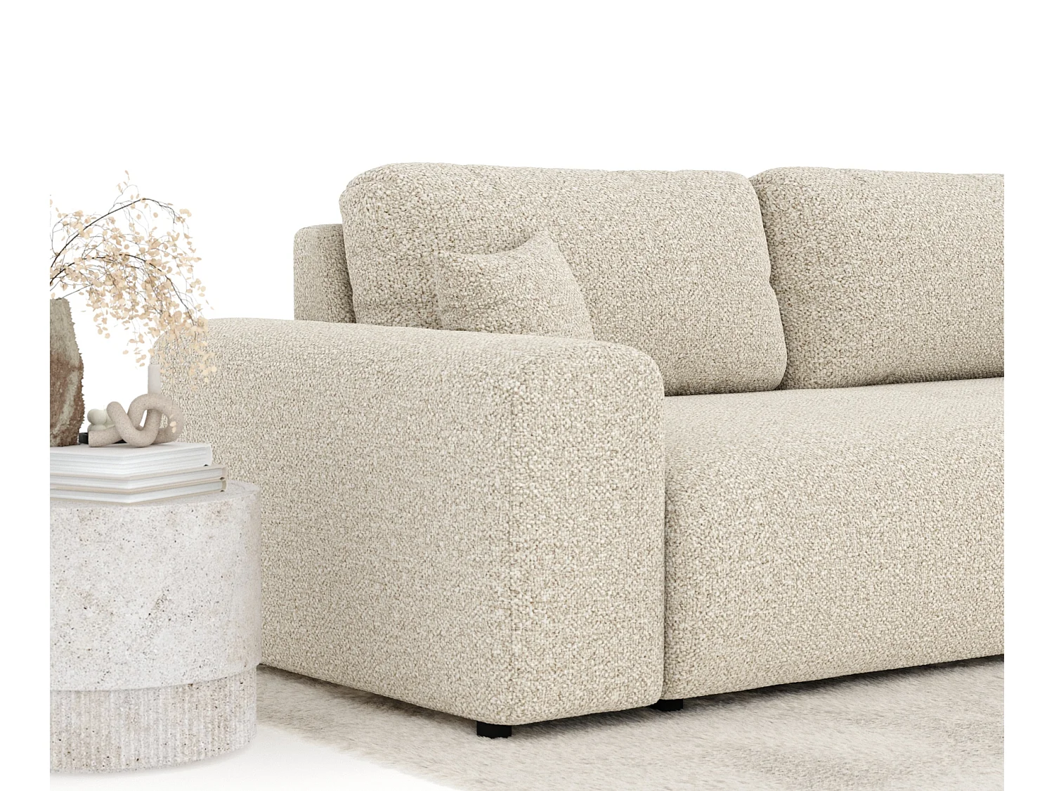 Canapé en tissu bouclette Zanzibar - 3 places - beige