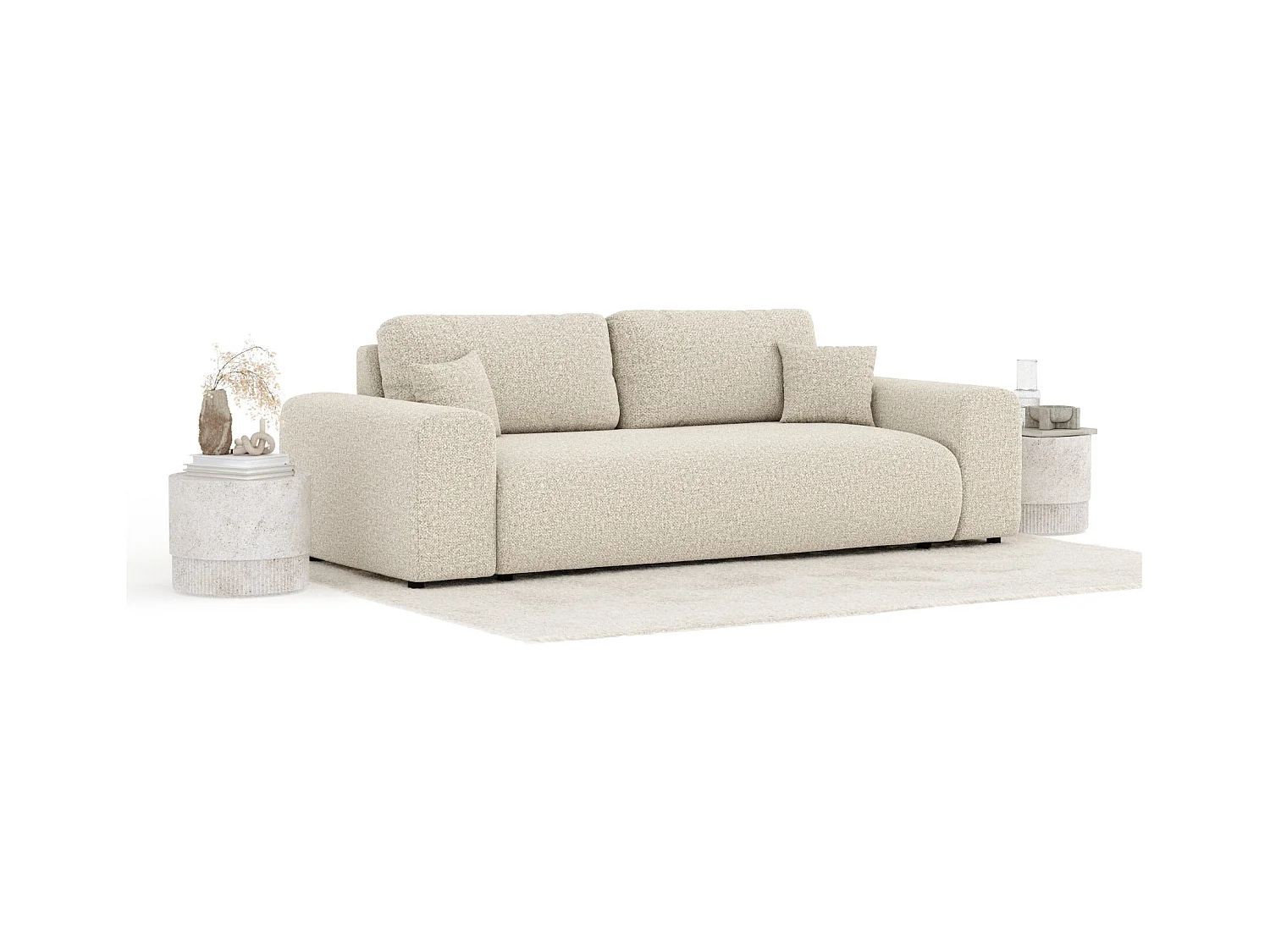 Sofa aus Boucle-Stoff Zanzibar - Drei-Personen - beige