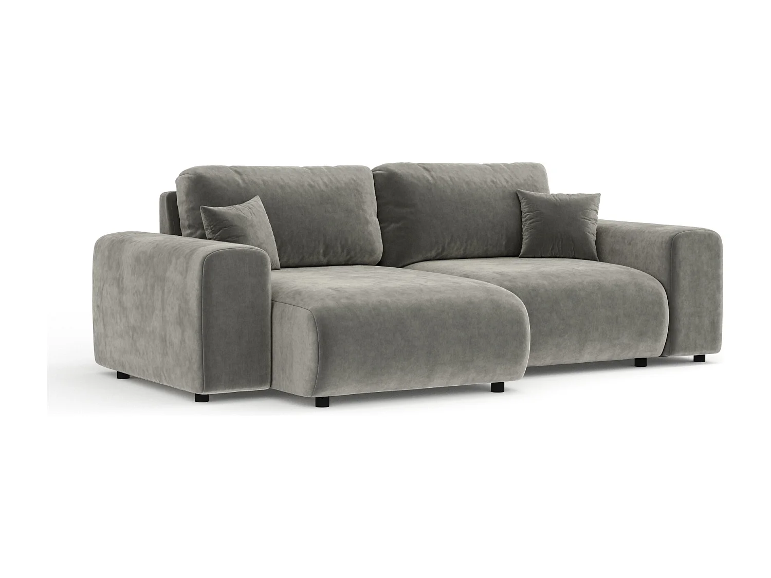 Canapé d'angle en tissu velours Zanzibar - 4 places - gris