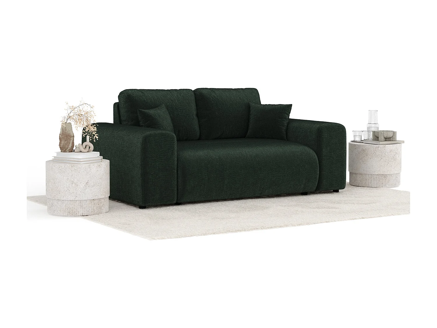 Canapé en tissu chenille Zanzibar - 2 places - vert foncé