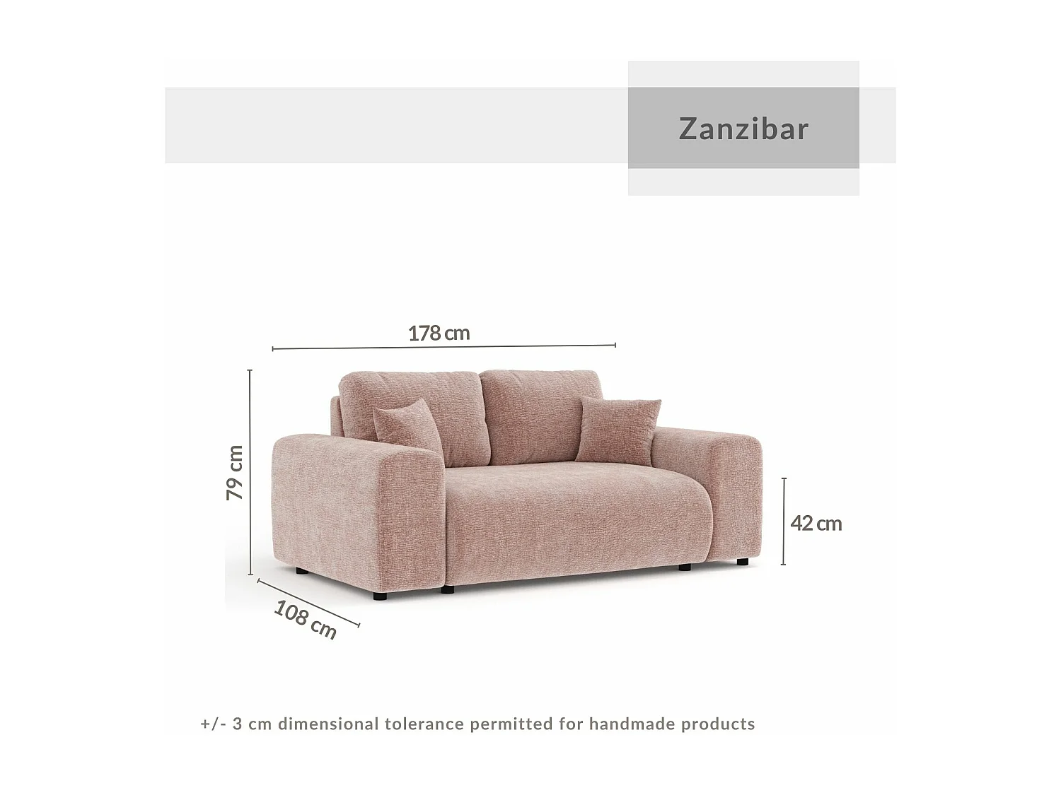 Canapé en tissu chenille Zanzibar - 2 places - vert foncé