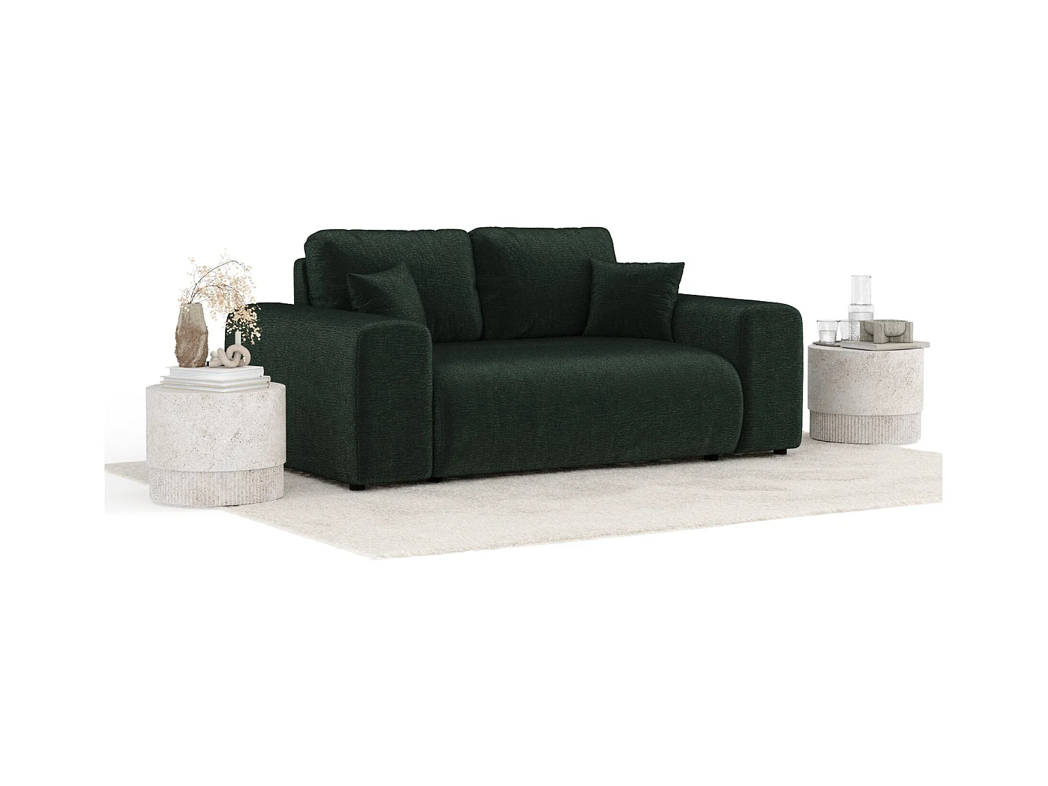 Sofa aus Chenille-Stoff Zanzibar - Zwei-Personen - dunkelgrün