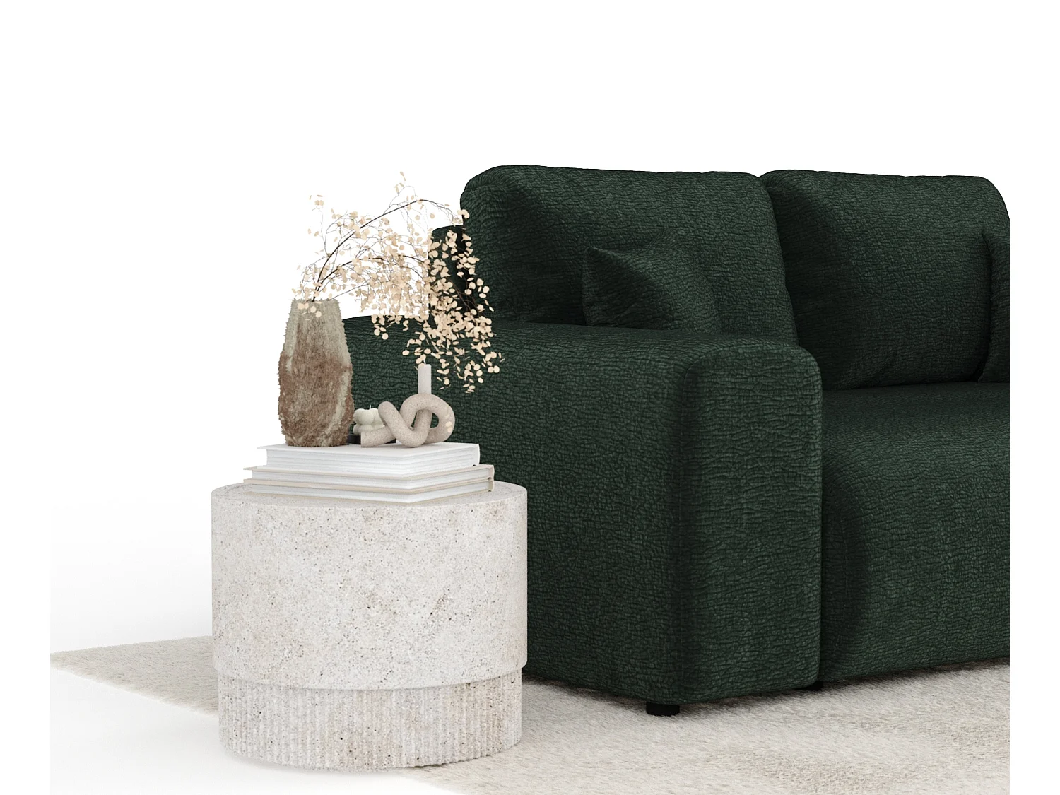 Canapé en tissu chenille Zanzibar - 2 places - vert foncé