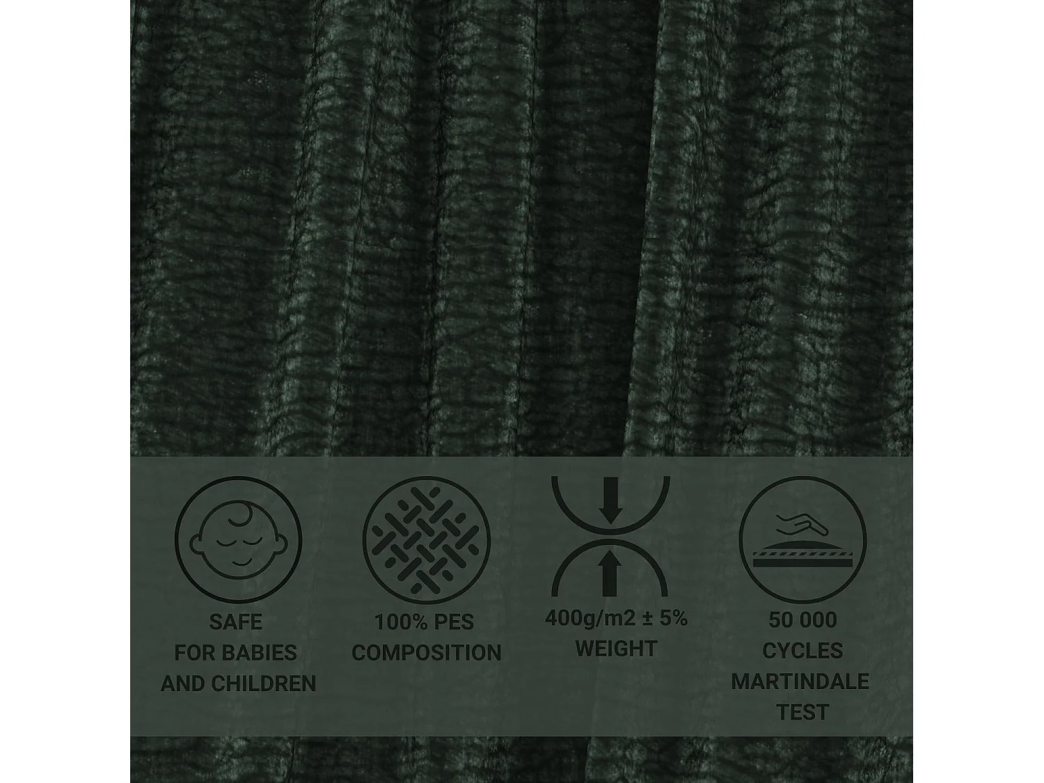 Canapé en tissu chenille Zanzibar - 2 places - vert foncé